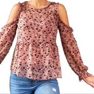 floral cold shoulder frills top